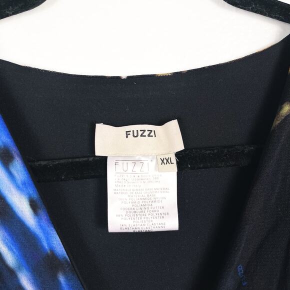 Fuzzi XXL Multicolor Fish Print Mesh Stretch Sleeveless Belted Wide-Leg Jumpsuit - Picture 7 of 7